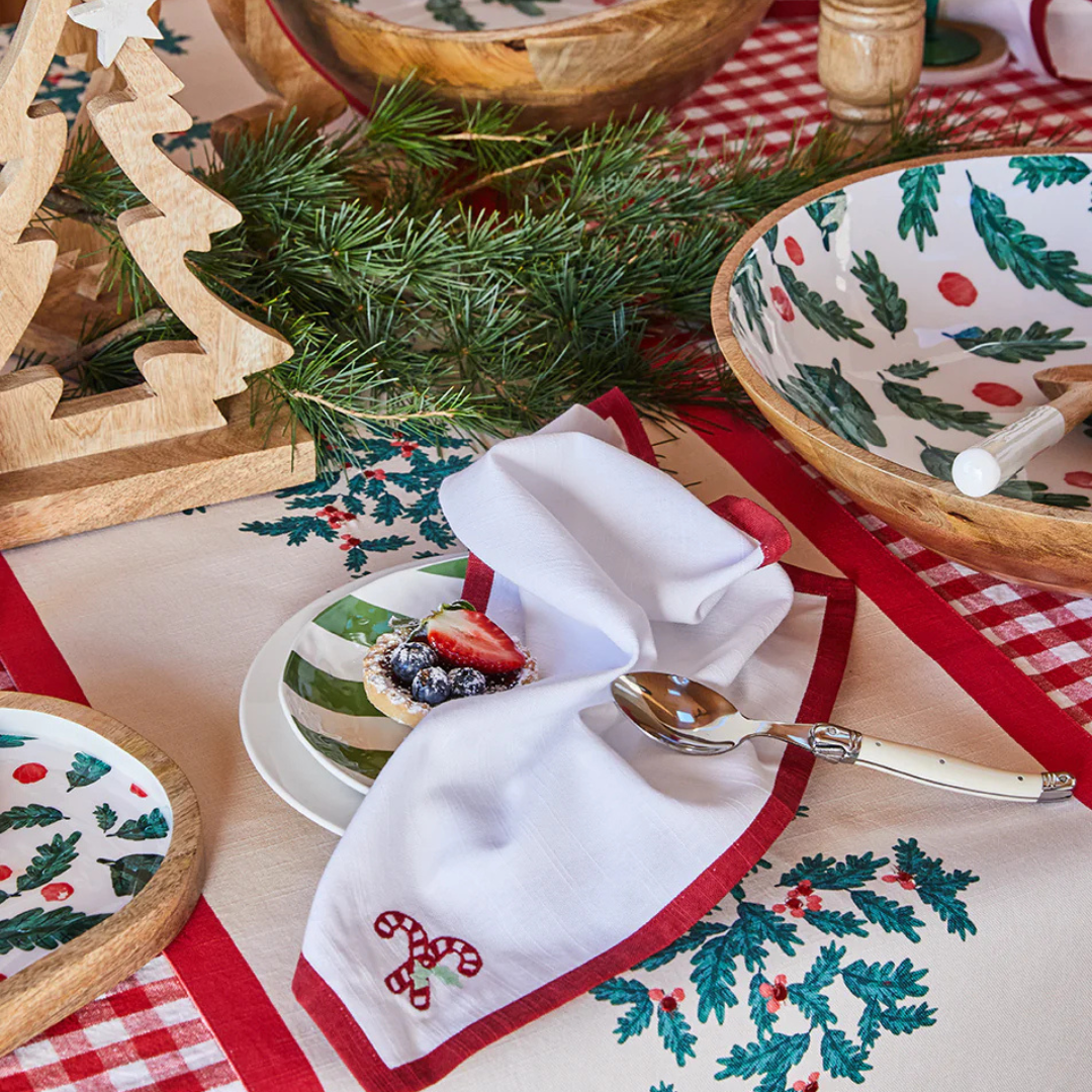 Candy Cane Printed Napkins 4pk 45x45x0.03cm