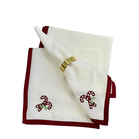 Candy Cane Printed Napkins 4pk 45x45x0.03cm