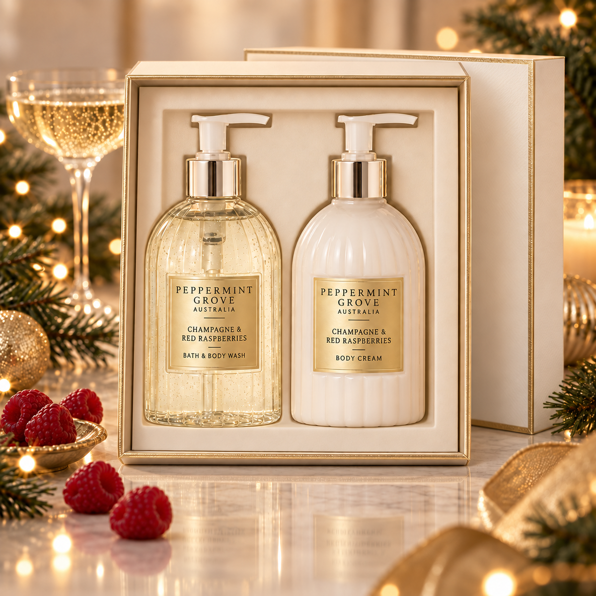 Sparkling And Red Raspberries Hand Body Care Gift Set
