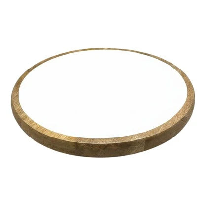 Corinne Circular Tray 35x35x3cm White & Natural