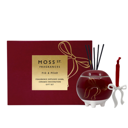 MOSS ST. Mini Ceramic Diffuser 100ml & Decoration - Fig & Pear