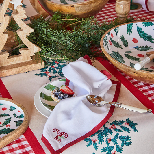 Candy Cane Printed Napkins 4pk 45x45x0.03cm