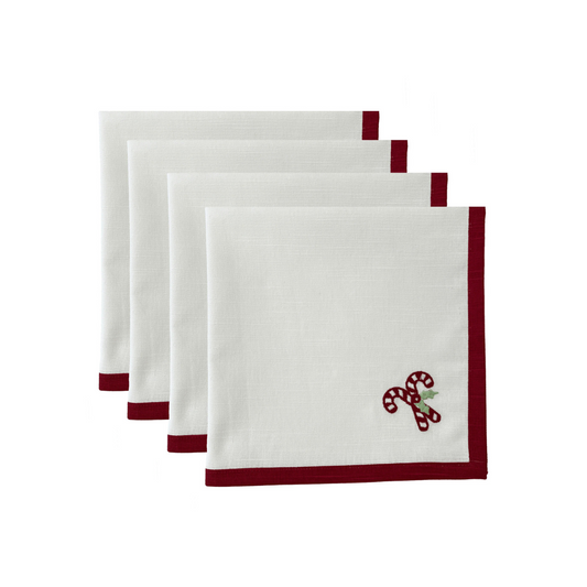 Candy Cane Printed Napkins 4pk 45x45x0.03cm