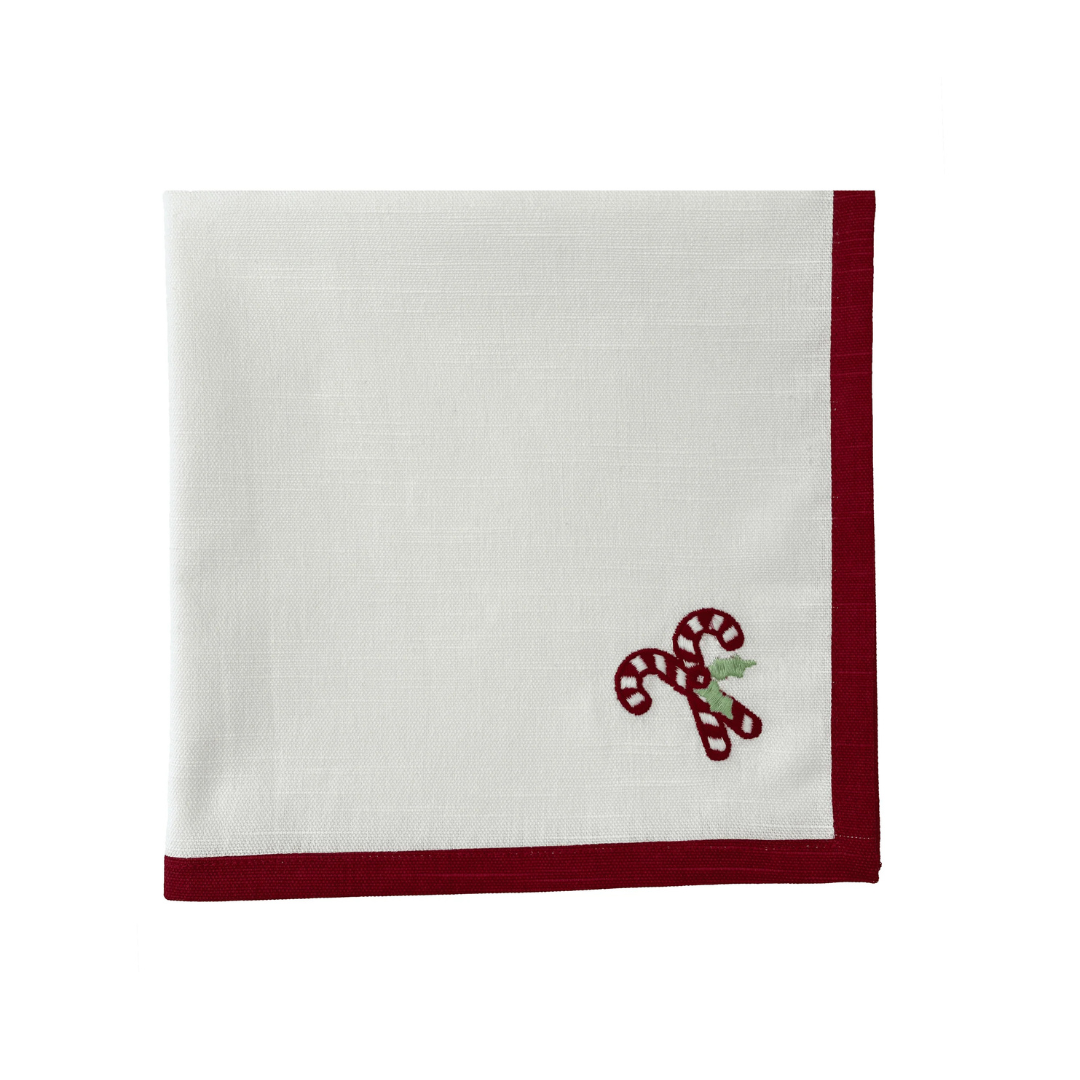 Candy Cane Printed Napkins 4pk 45x45x0.03cm