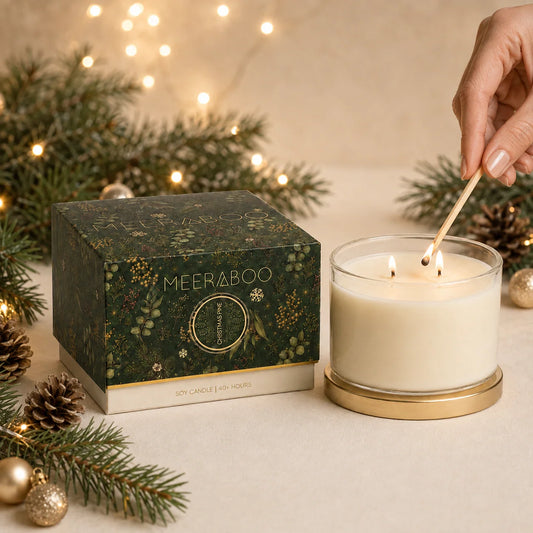 Meeraboo Christmas Pine Gold Lid Soy Candle – 350g