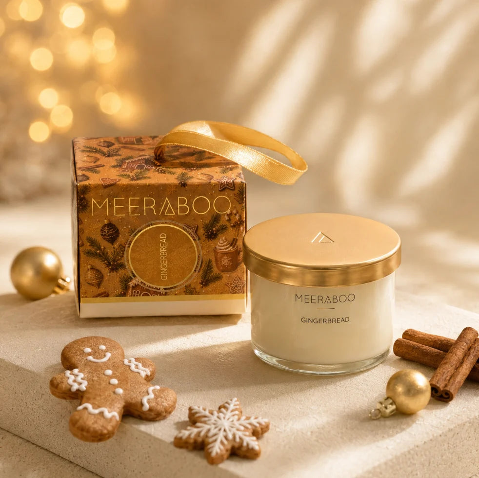 Meeraboo Christmas Candle Bauble – Mini Gold Lid Soy Candle 85g