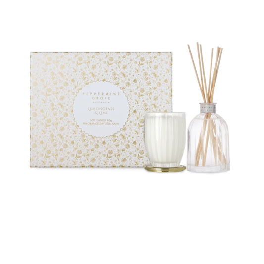 Lemongrass & Lime Mini Soy Candle & Diffuser Set